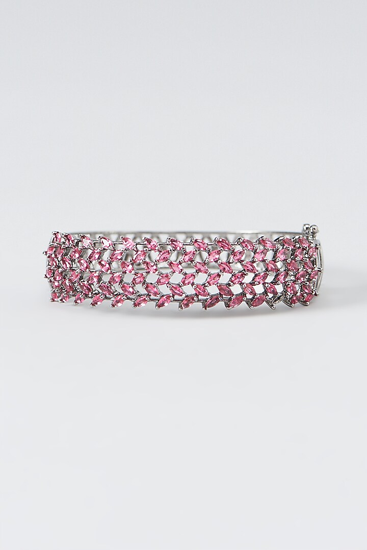 White Finish Zircon & Red Synthetic Stone Bracelet by Aster at Pernia's Pop Up Shop