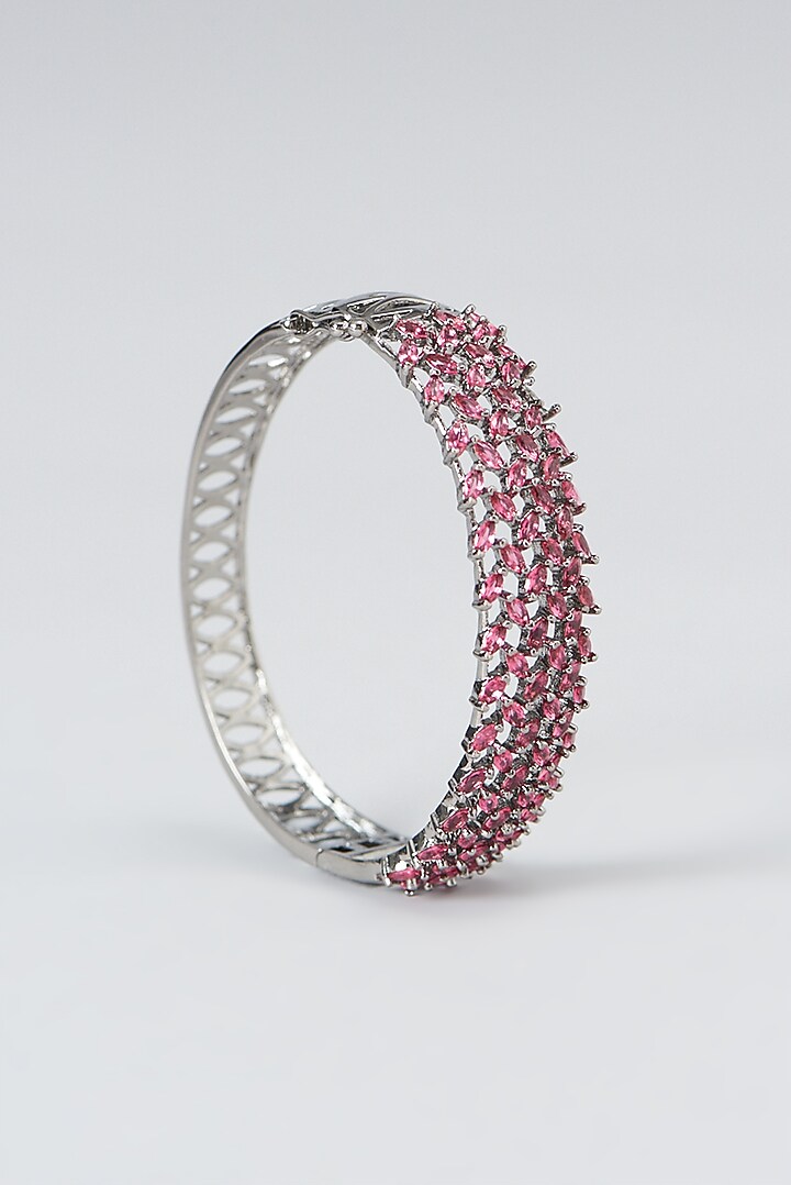 White Finish Zircon & Red Synthetic Stone Bracelet by Aster at Pernia's Pop Up Shop