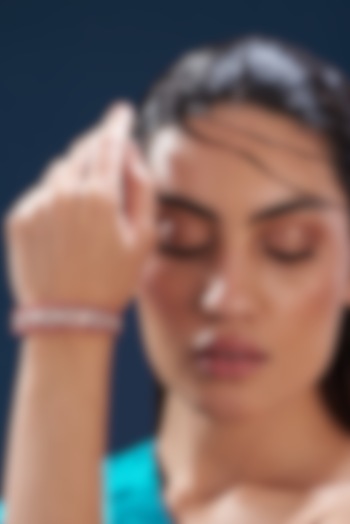 Rose Gold Finish Zircon & Red Synthetic Stone Bracelet by Aster at Pernia's Pop Up Shop