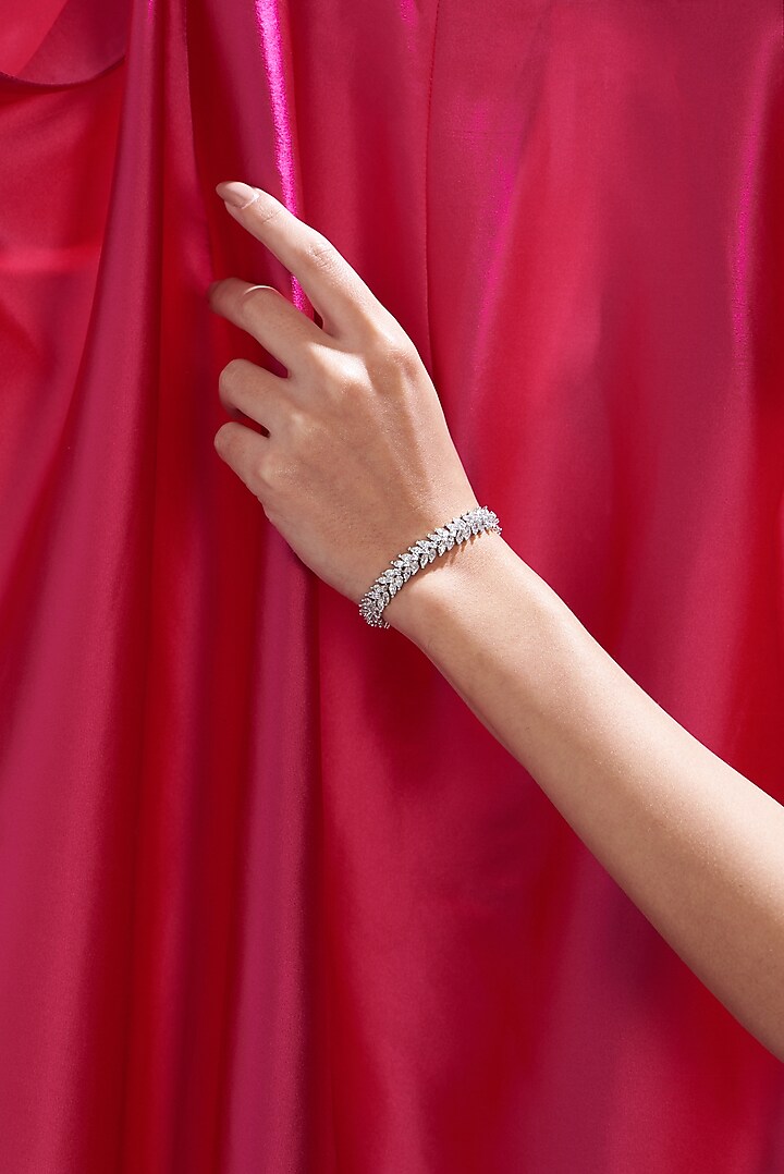 White Finish Zircon Bracelet by Aster at Pernia's Pop Up Shop