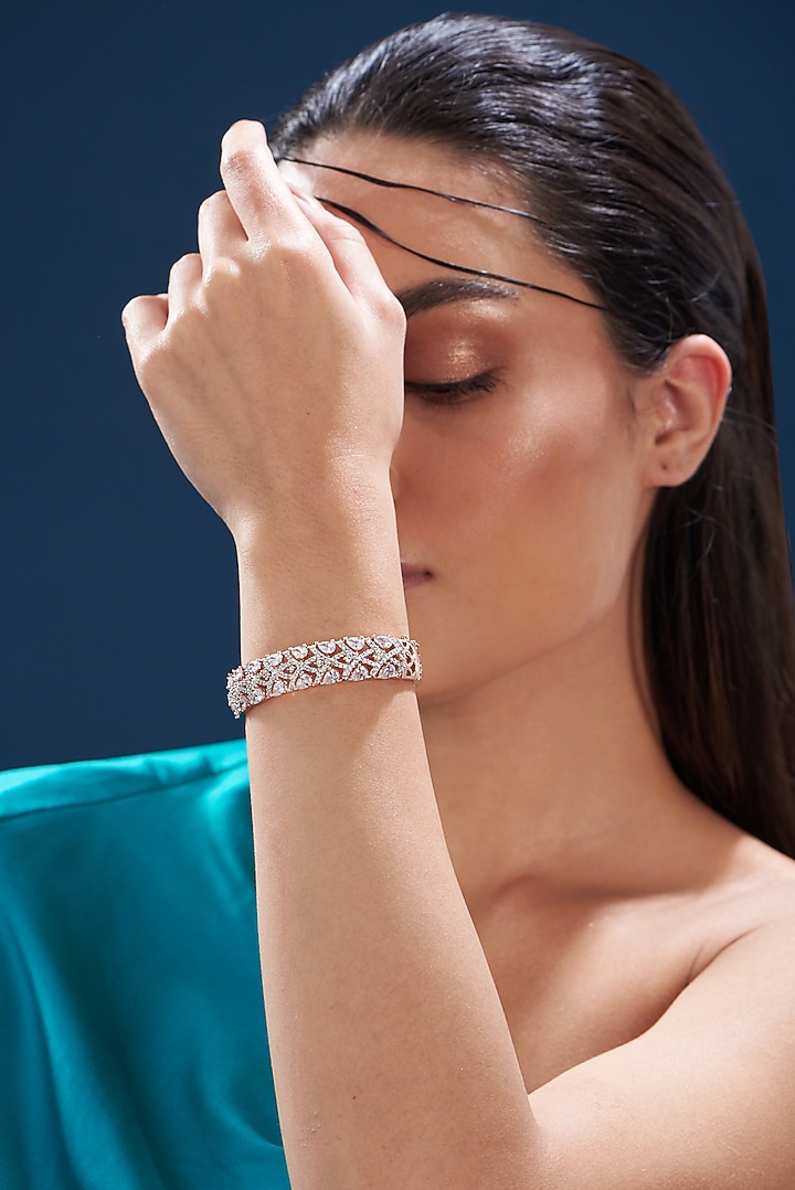 Rose Gold Finish Zircon Bracelet by Aster at Pernia's Pop Up Shop