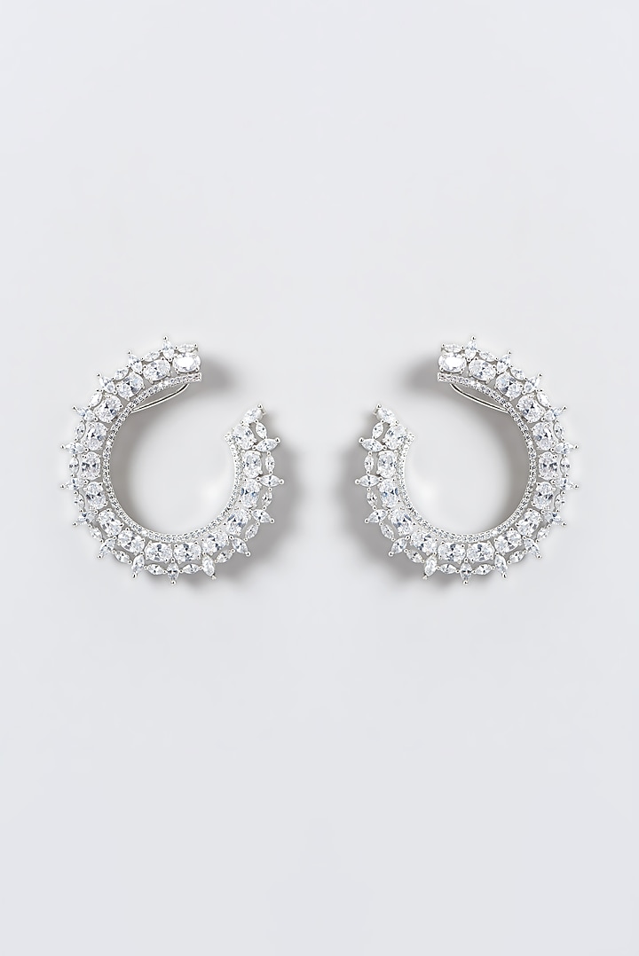 White Finish Zircon Dangler Earrings by Aster at Pernia's Pop Up Shop