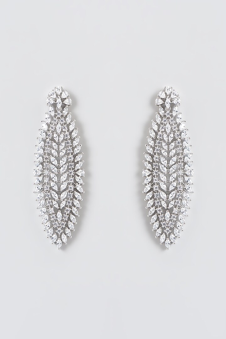 White Finish Zircon Dangler Earrings by Aster at Pernia's Pop Up Shop