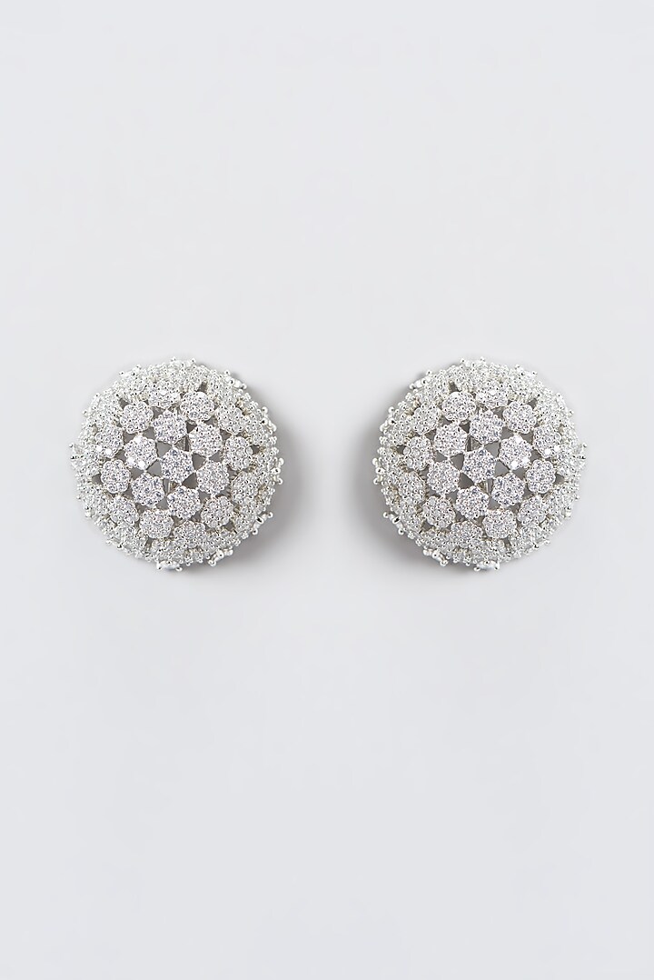 White Finish Zircon Stud Earrings by Aster at Pernia's Pop Up Shop