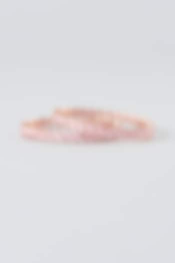 Rose Gold Finish Pink Zircon Bangles (Set of 2) by Aster