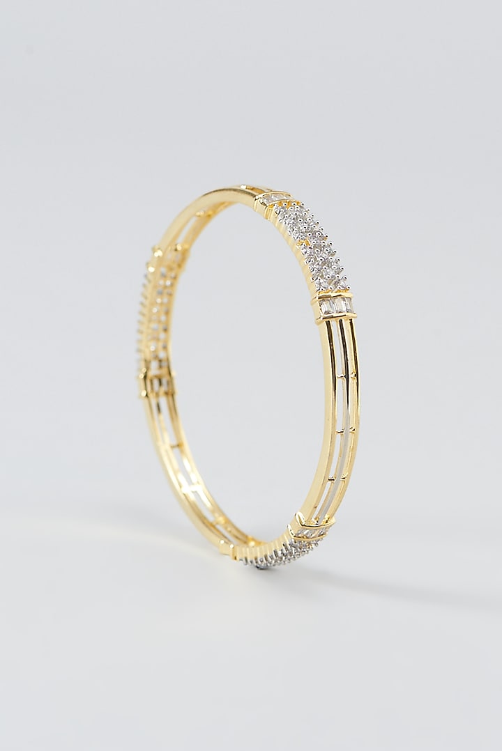 Gold Finish Zircon Bangles (Set of 2) by Aster at Pernia's Pop Up Shop