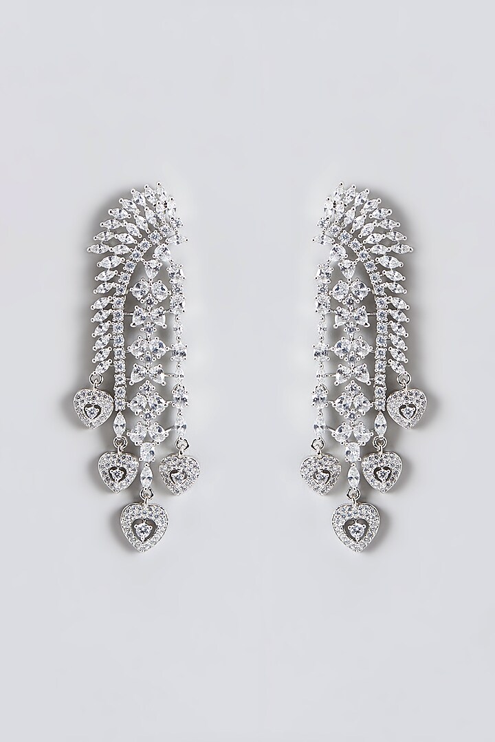 White Finish Zircon Dangler Earrings by Aster at Pernia's Pop Up Shop