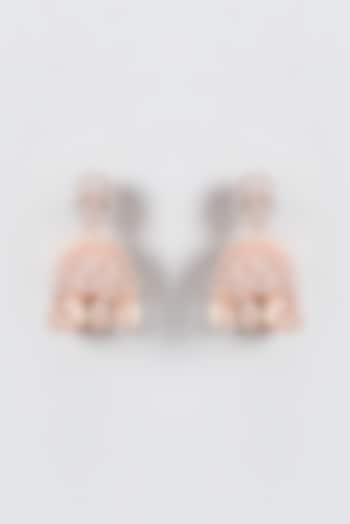 Rose Gold Finish Zircon Jhumka Earrings by Aster at Pernia's Pop Up Shop