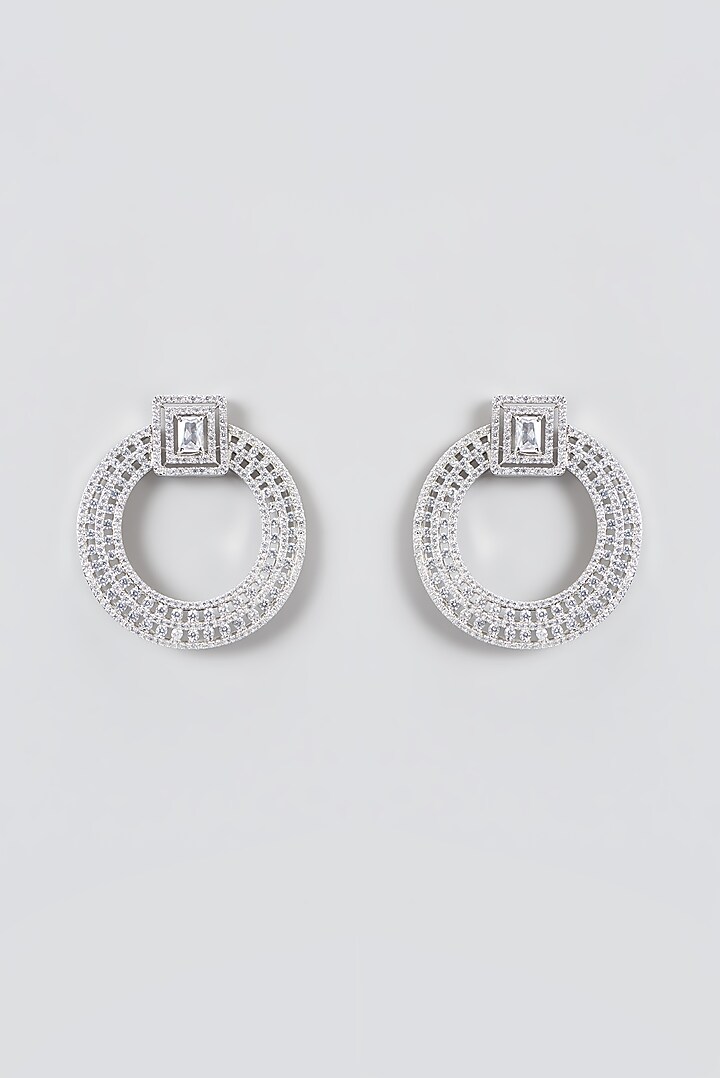 White Finish Zircon Dangler Earrings by Aster at Pernia's Pop Up Shop
