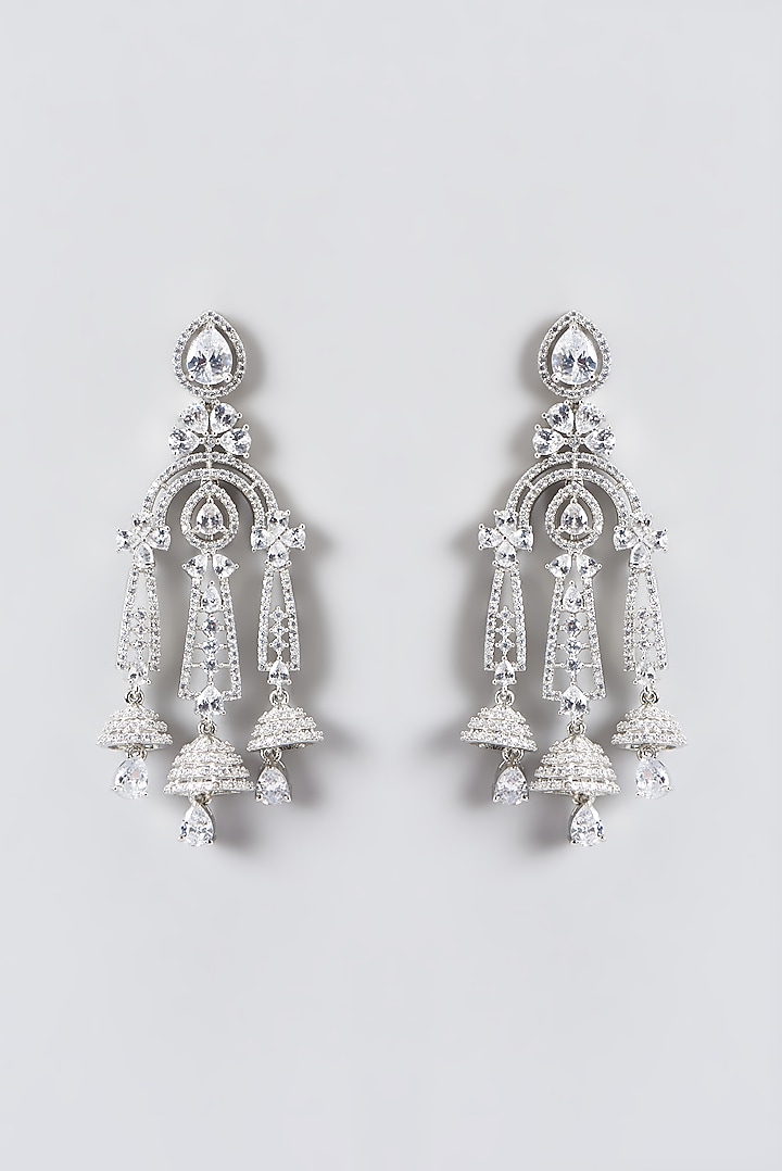 White Finish Zircon Dangler Earrings by Aster at Pernia's Pop Up Shop