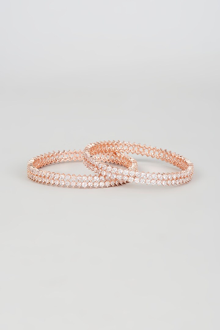 Rose Gold Finish Zircon Bangles (Set of 2) by Aster at Pernia's Pop Up Shop