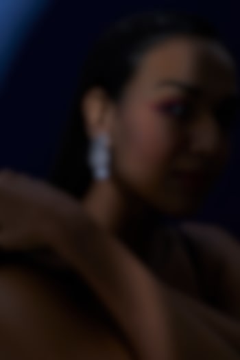 White Finish Zircon & Pearl Dangler Earrings by Aster at Pernia's Pop Up Shop