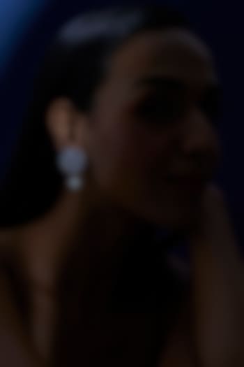 White Finish Zircon & Pearl Dangler Earrings by Aster at Pernia's Pop Up Shop