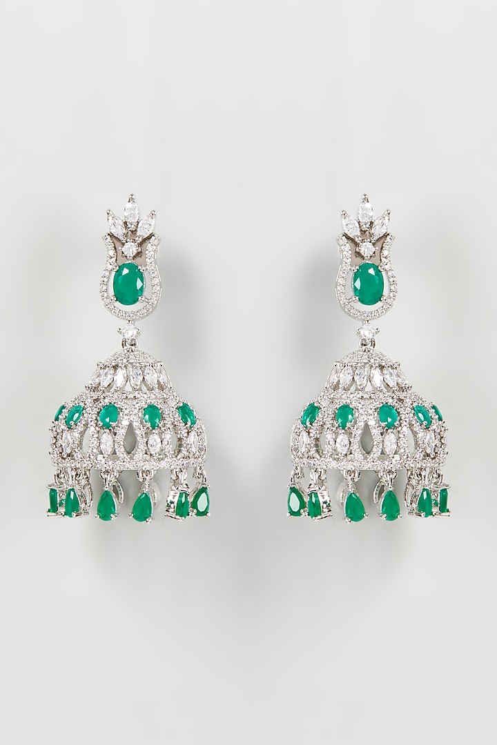 White Finish Zircon Dangler Earrings by Aster at Pernia's Pop Up Shop