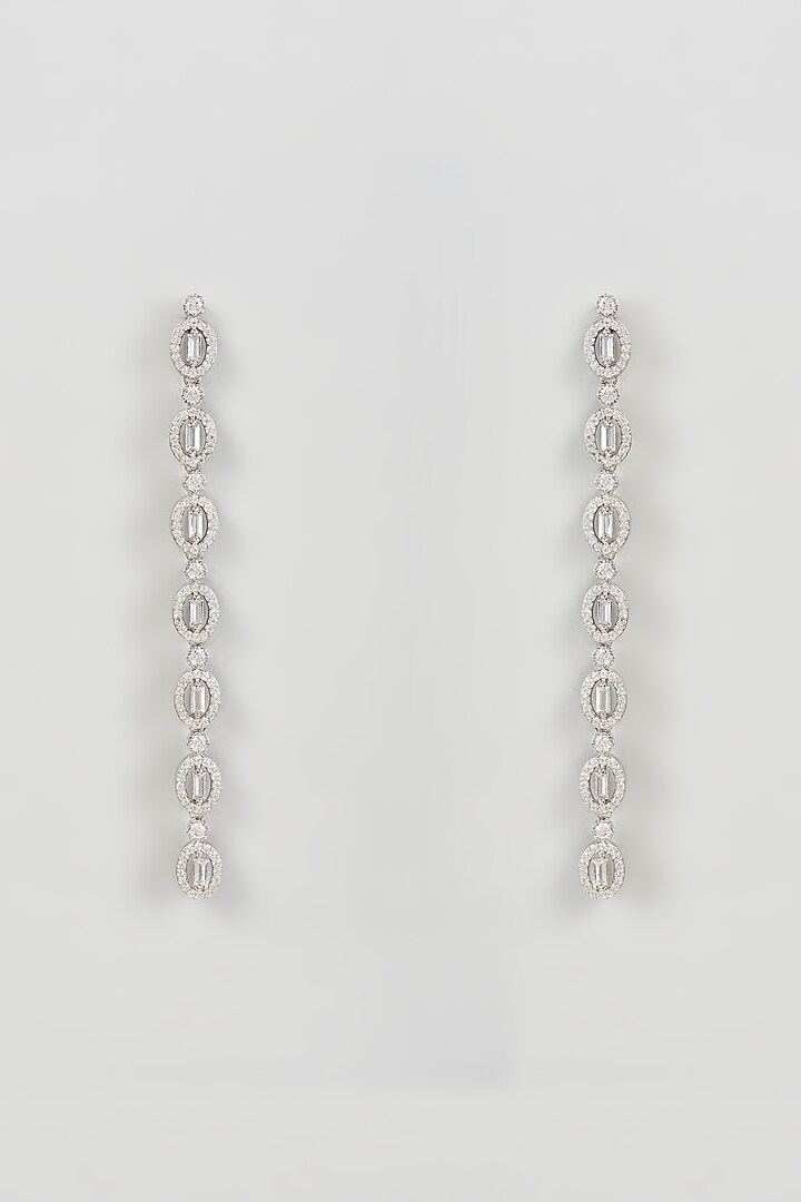White Finish Zircon Dangler Earrings by Aster at Pernia's Pop Up Shop