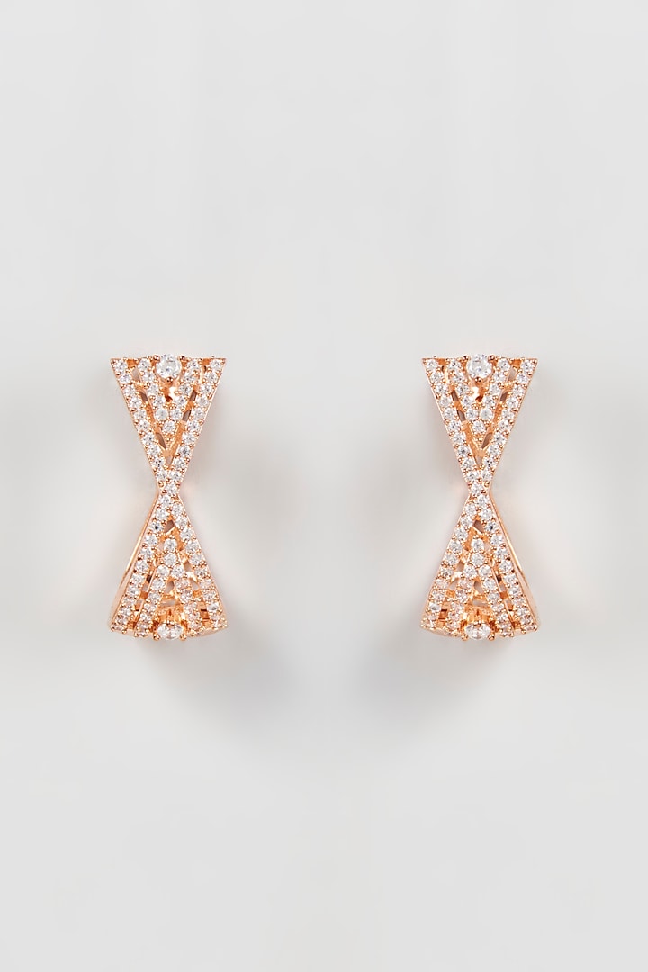 Rose Gold Finish Zircon Dangler Earrings by Aster at Pernia's Pop Up Shop