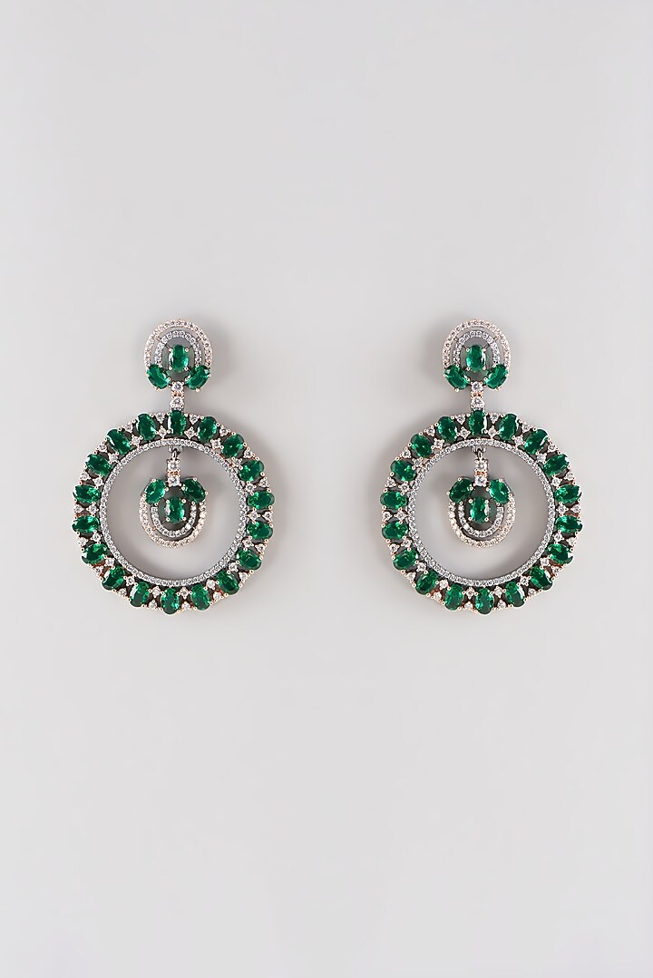 Two Tone Finish Faux Diamond Dangler Earrings by Aster at Pernia's Pop Up Shop