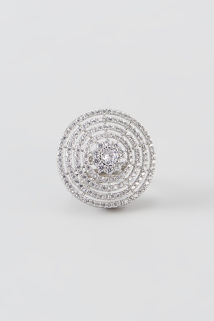 White Finish Faux Diamond Ring by Aster at Pernia's Pop Up Shop