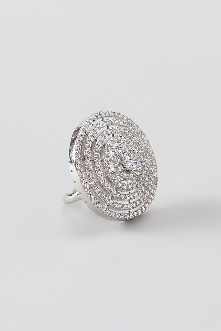 White Finish Faux Diamond Ring by Aster at Pernia's Pop Up Shop