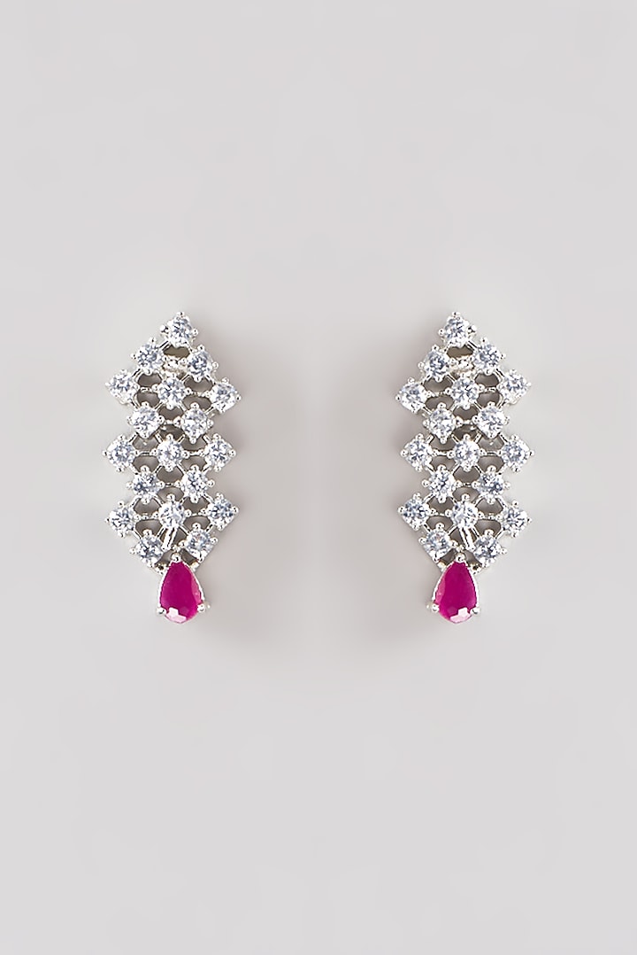 White Finish Pink Faux Diamond Necklace Set by Aster at Pernia's Pop Up Shop