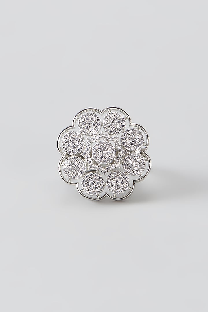 White Finish Faux Diamond Ring by Aster at Pernia's Pop Up Shop