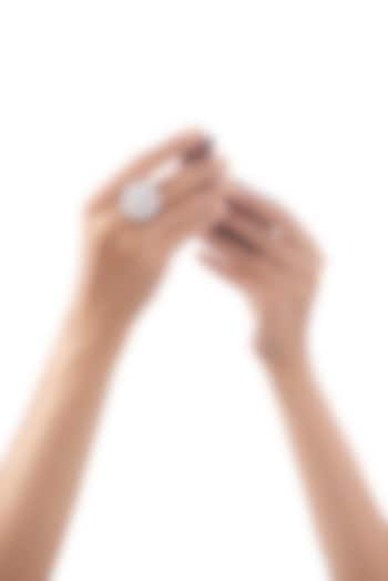 White Finish Faux Diamond Ring by Aster at Pernia's Pop Up Shop