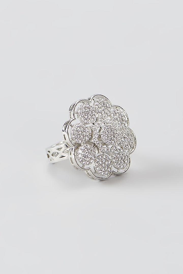 White Finish Faux Diamond Ring by Aster at Pernia's Pop Up Shop