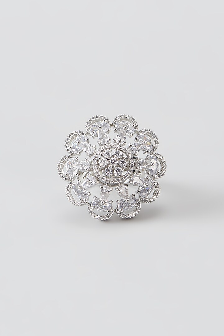White Finish Faux Diamond Ring by Aster at Pernia's Pop Up Shop