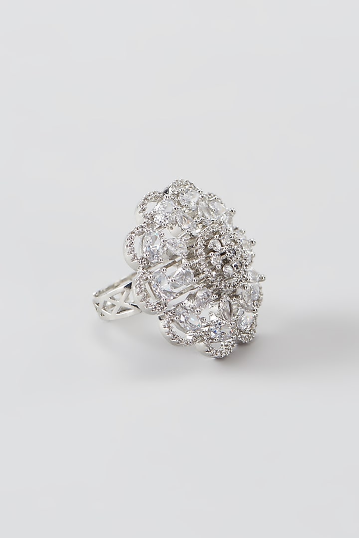 White Finish Faux Diamond Ring by Aster at Pernia's Pop Up Shop