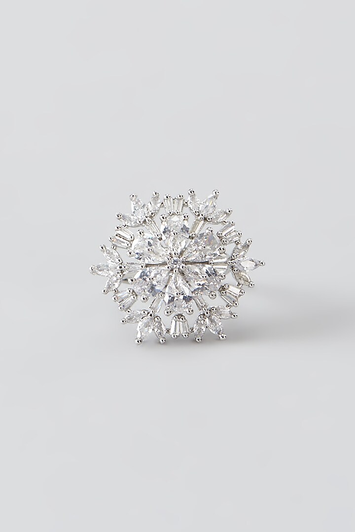 White Finish Faux Diamond Ring by Aster at Pernia's Pop Up Shop