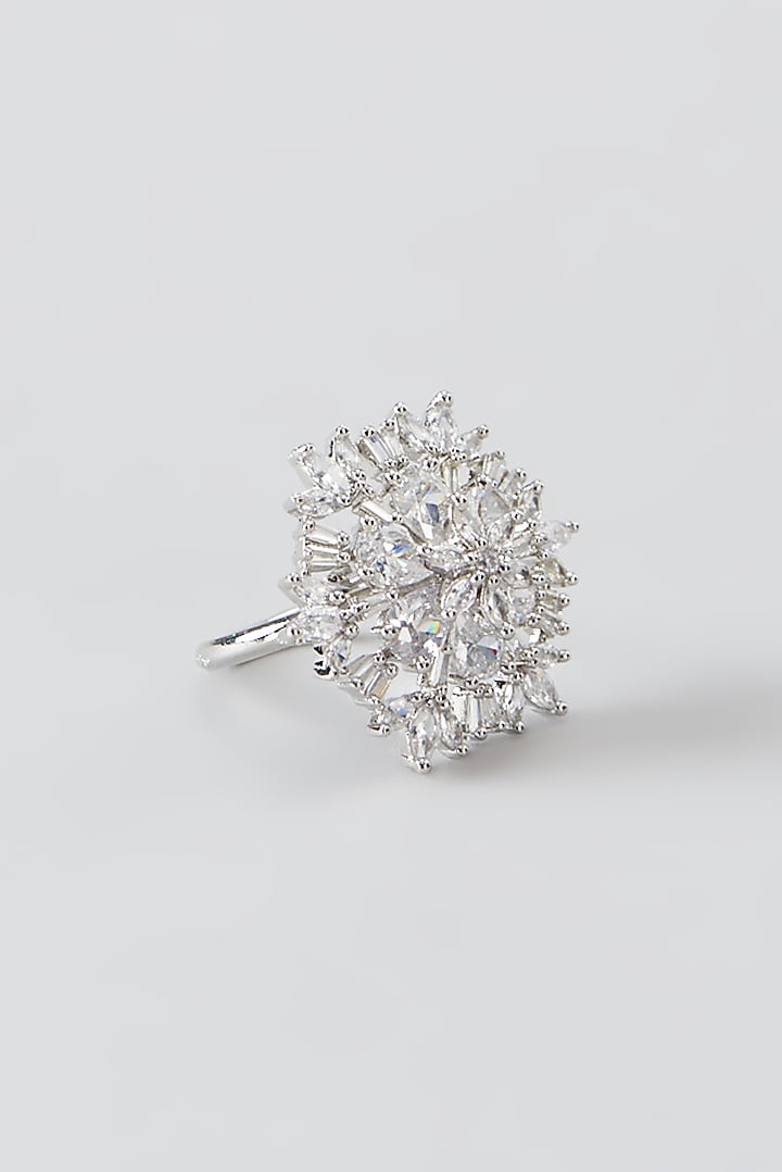 White Finish Faux Diamond Ring by Aster at Pernia's Pop Up Shop
