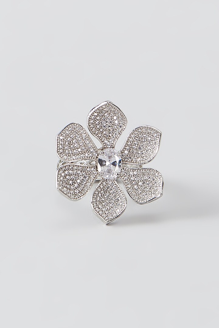 White Finish Faux Diamond Ring by Aster at Pernia's Pop Up Shop