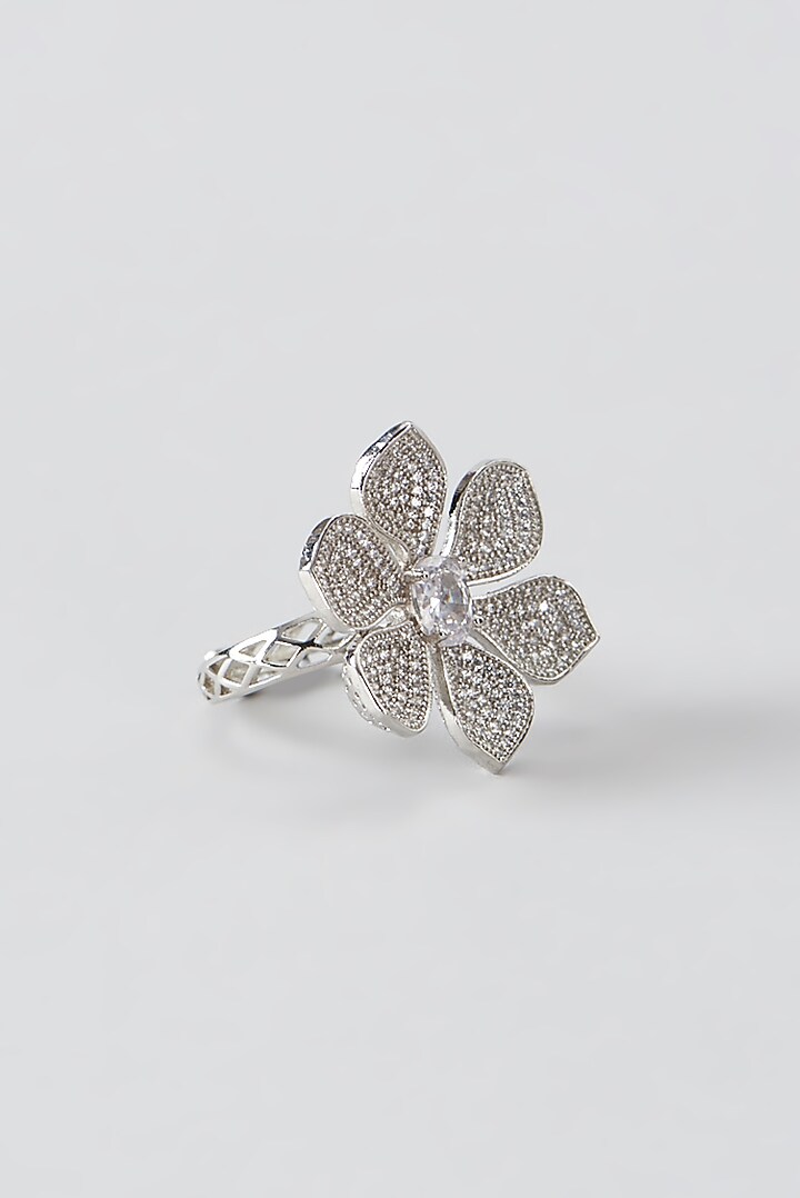 White Finish Faux Diamond Ring by Aster at Pernia's Pop Up Shop