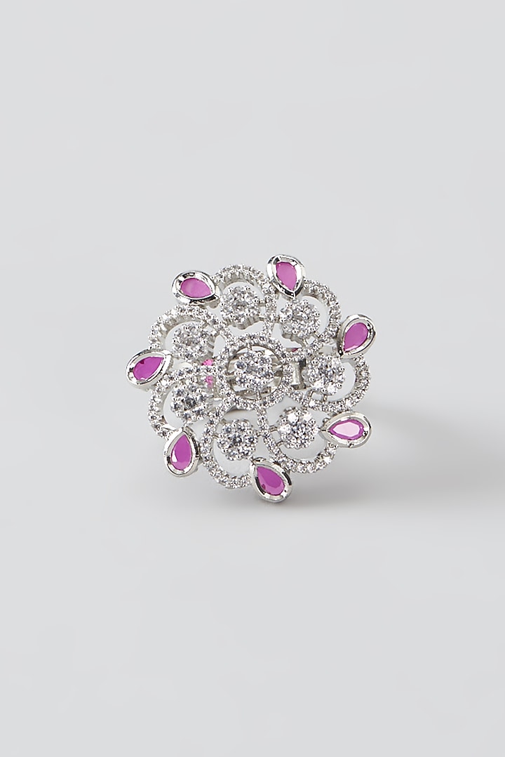 White Finish Zircon & Ruby Stone Ring by Aster at Pernia's Pop Up Shop