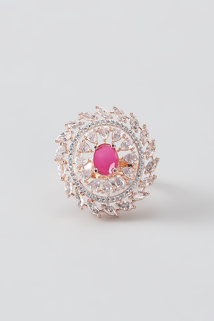 Rose Gold Finish Faux Diamond Synthetic Red Stone Ring by Aster at  Pernia's Pop Up Shop