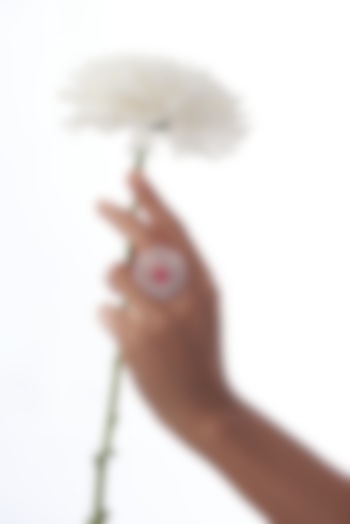 Rose Gold Finish Faux Diamond & Synthetic Red Stone Ring by Aster at Pernia's Pop Up Shop