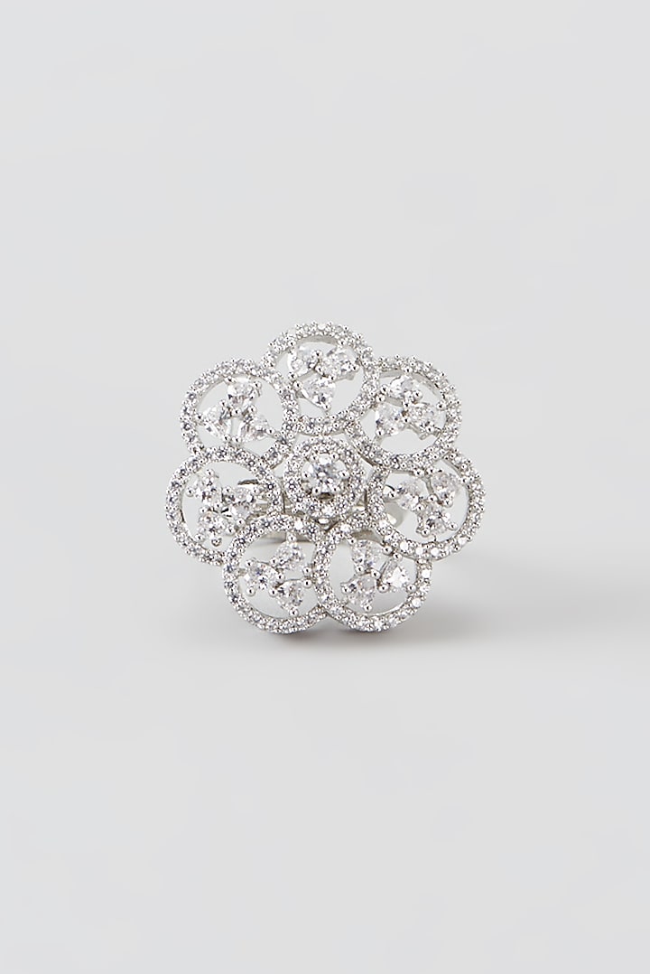 White Finish Faux Diamond Ring by Aster at Pernia's Pop Up Shop