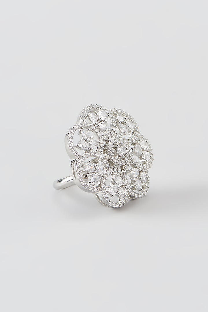 White Finish Faux Diamond Ring by Aster at Pernia's Pop Up Shop