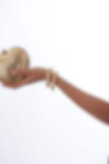 Gold Finish Zircon & Red Stone Bangles (Set of 2) by Aster at Pernia's Pop Up Shop