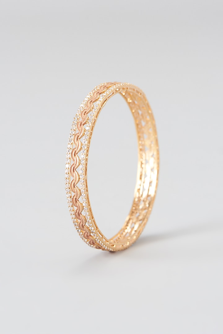 Gold Finish Faux Diamond Bangles (Set of 2) by Aster at Pernia's Pop Up Shop