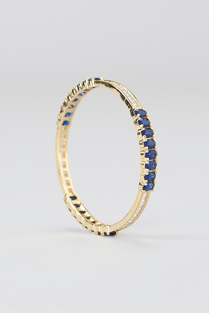 Gold Finish Faux Diamond Bangles (Set of 2) by Aster at Pernia's Pop Up Shop