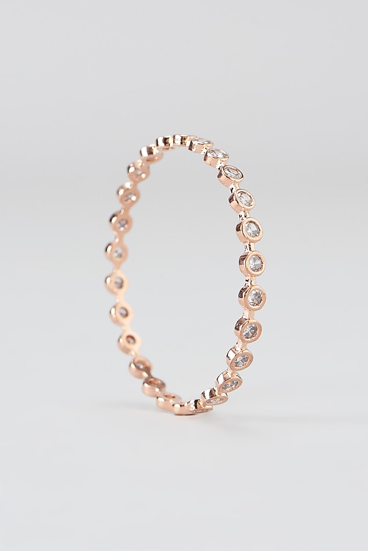 Rose Gold Finish Faux Diamond Bangles (Set of 4) by Aster at Pernia's Pop Up Shop
