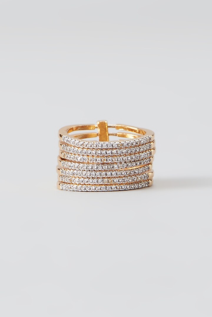 Gold Finish Faux Diamond Ring by Aster at Pernia's Pop Up Shop