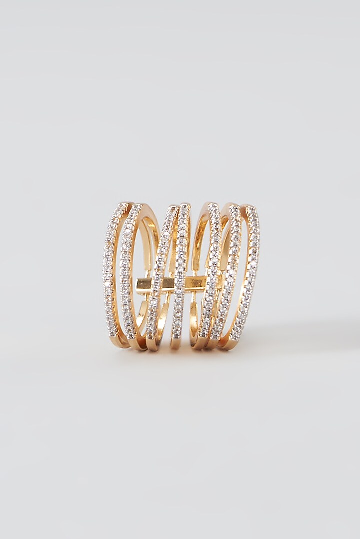 Gold Finish Faux Diamond Ring by Aster at Pernia's Pop Up Shop