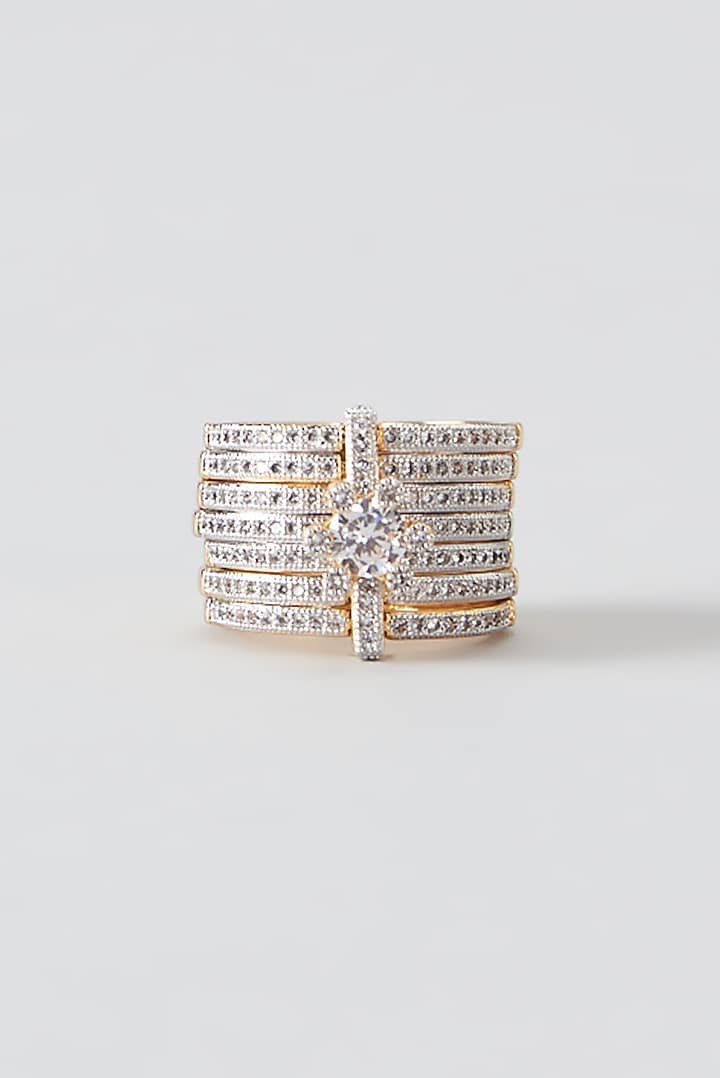 Gold Finish Faux Diamond Ring by Aster at Pernia's Pop Up Shop