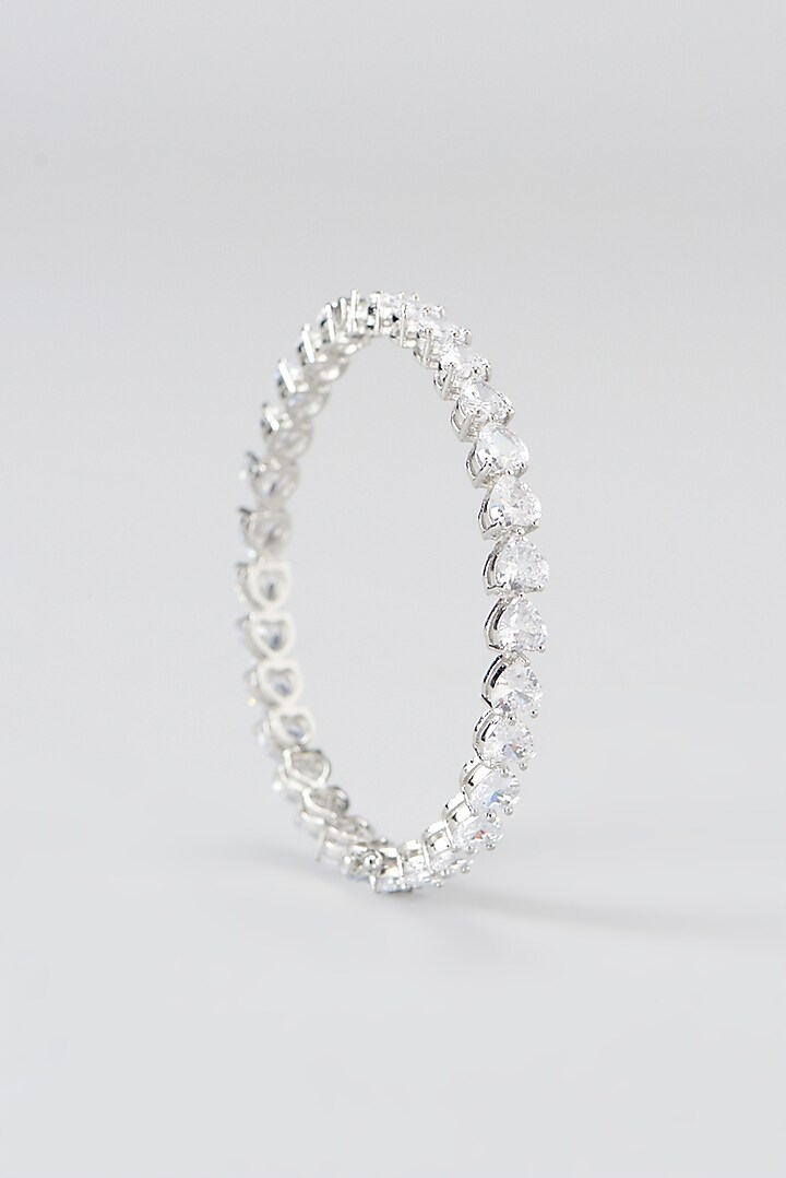 White Finish Faux Diamond Bangles (Set of 2) by Aster at Pernia's Pop Up Shop