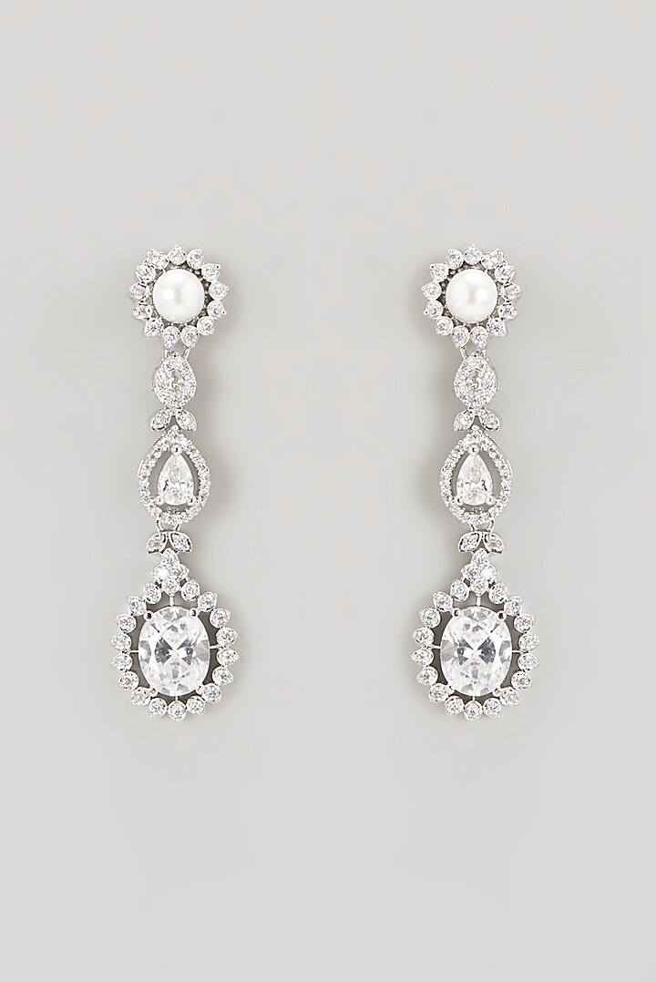 White Finish Faux Diamond Necklace Set by Aster at Pernia's Pop Up Shop