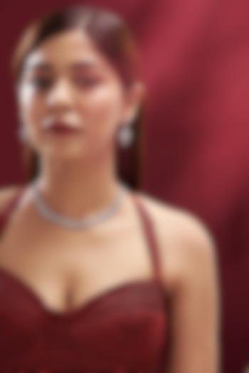 White Finish Faux Diamond Necklace Set by Aster at Pernia's Pop Up Shop