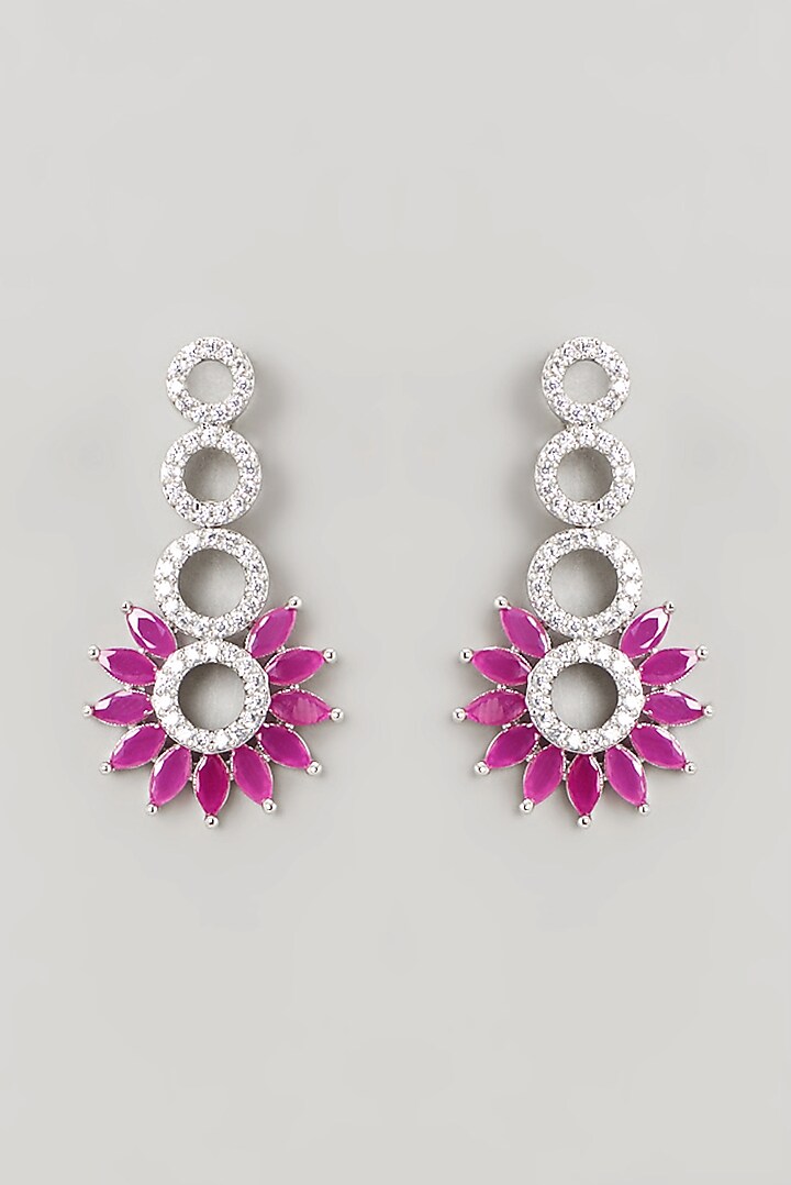 White Finish Faux Diamond & Ruby Synthetic Stone Necklace Set by Aster at Pernia's Pop Up Shop