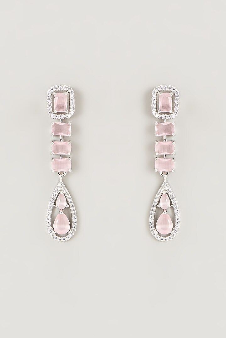 White Finish Faux Diamond & Pink Stone Necklace Set by Aster at Pernia's Pop Up Shop